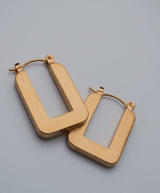Aura Geometric Rectangle Hoop Earrings