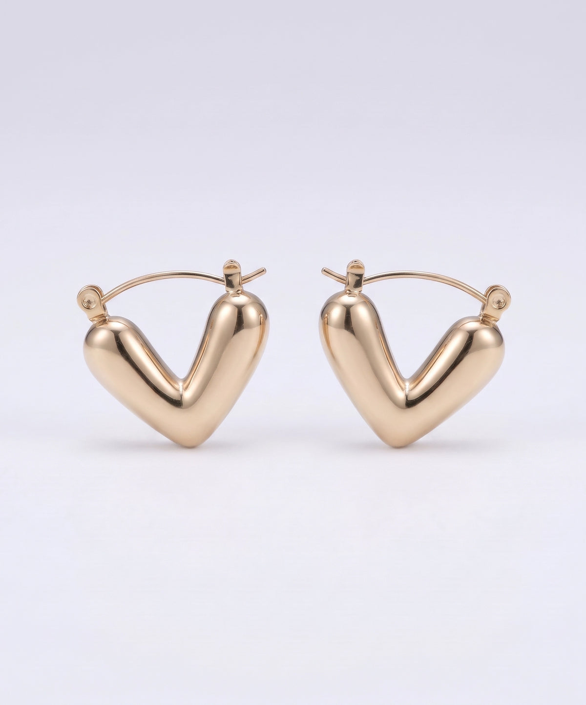 Korean V-Shape Puffy Heart Hoops