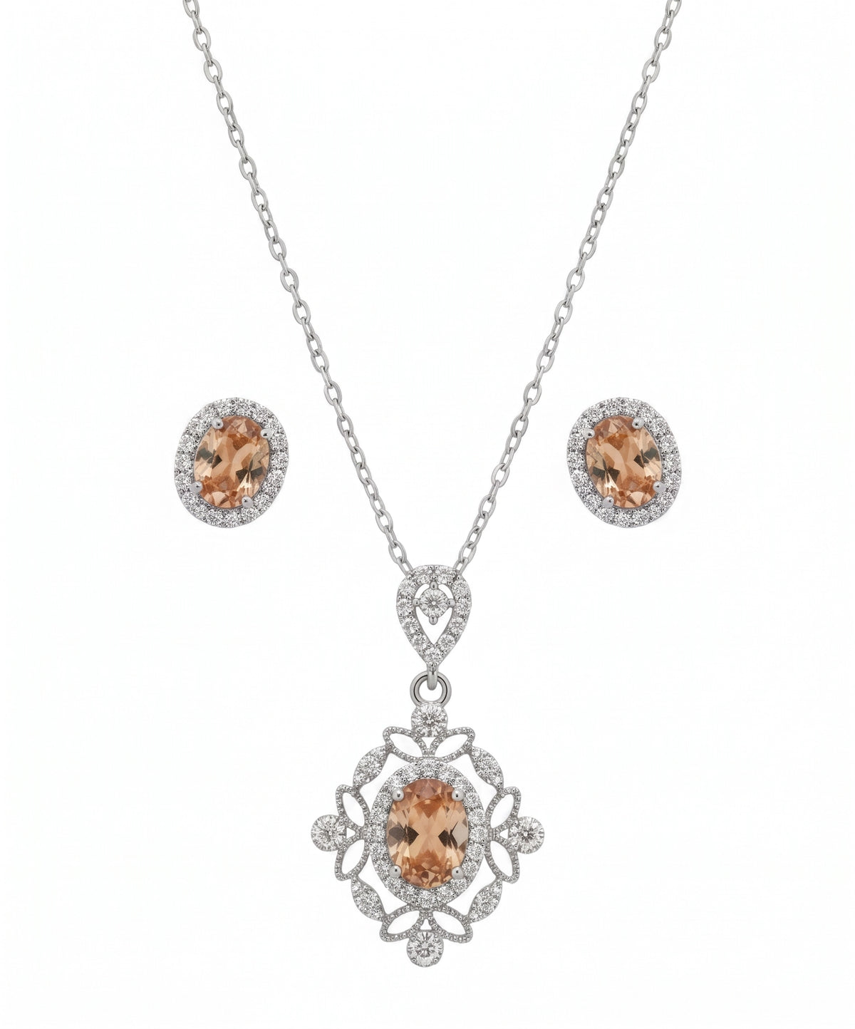 Royal Champagne Peach Oval Locket & Tops Set