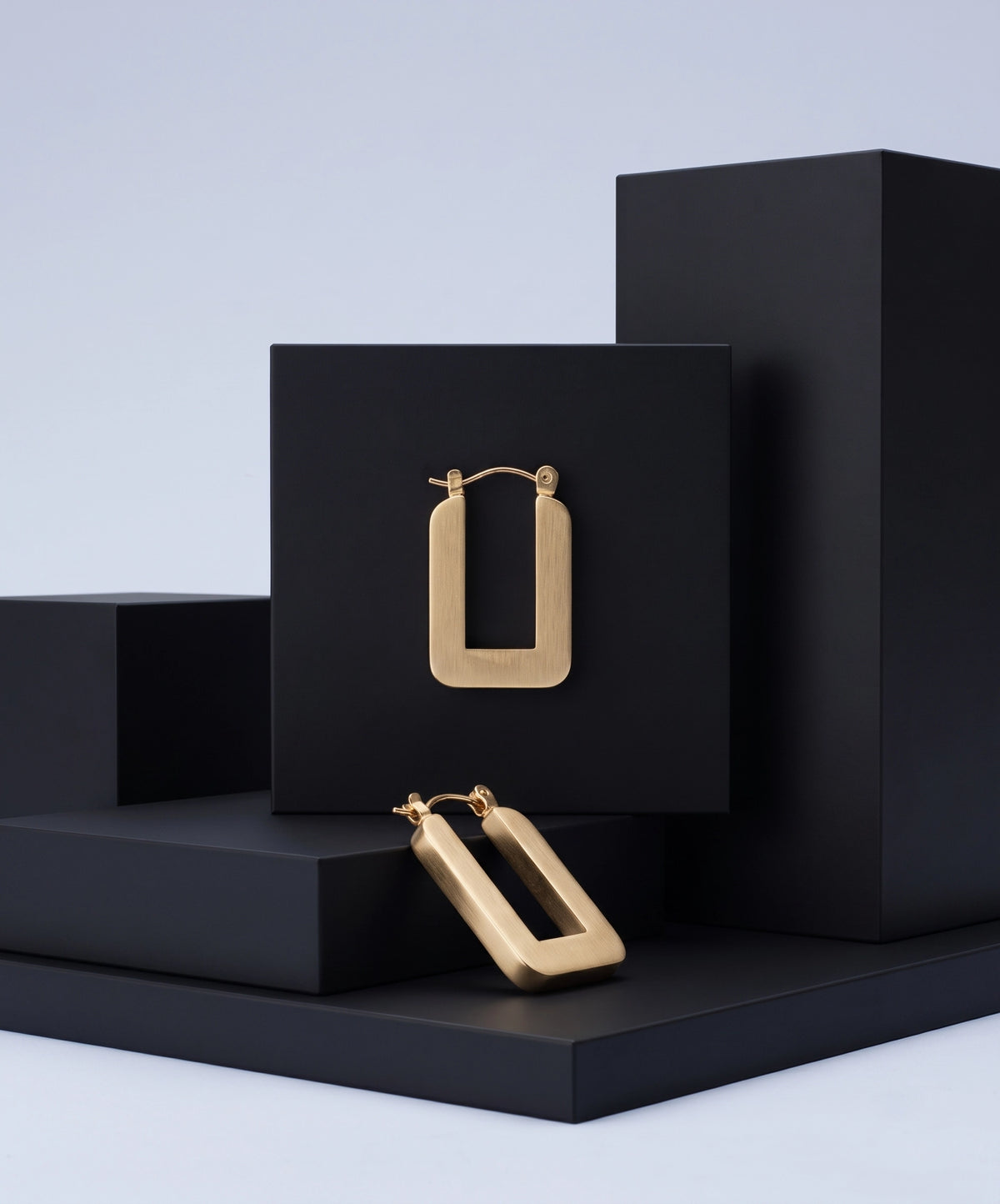 Aura Geometric Rectangle Hoop Earrings