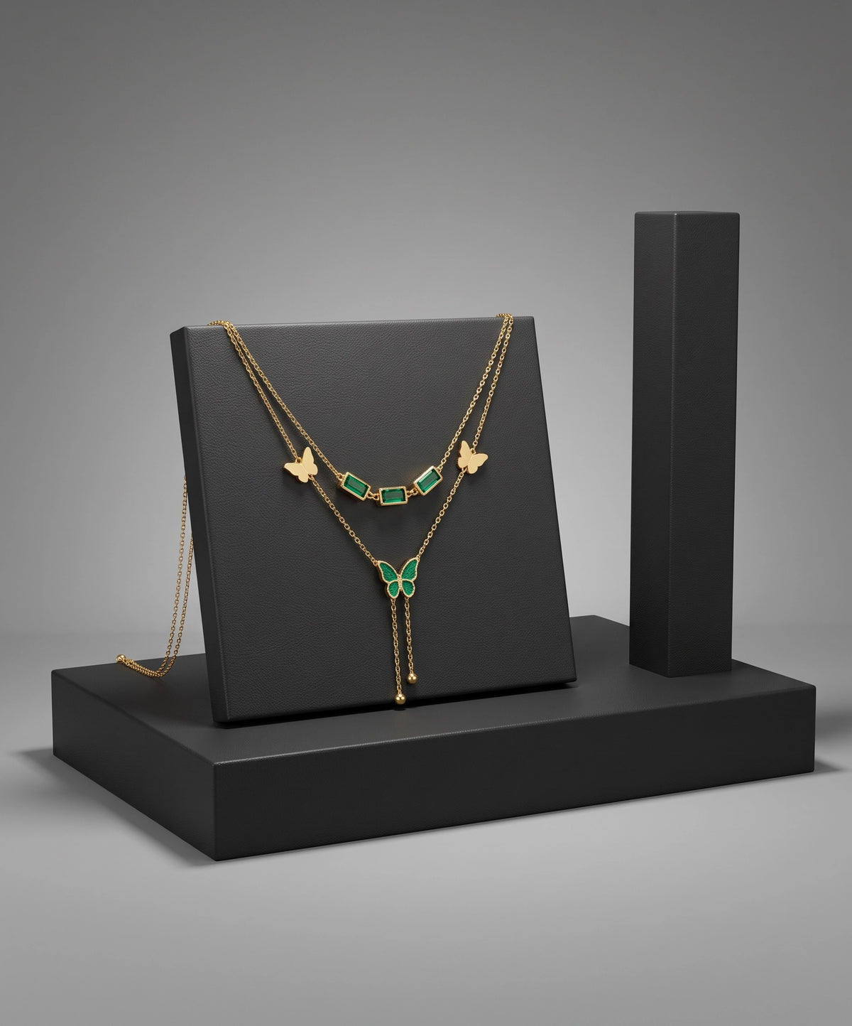 Butterfly Double Necklace (Green)