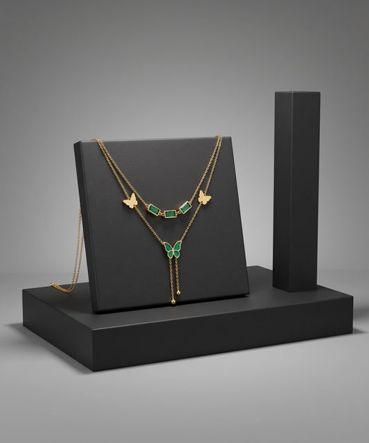 Butterfly Double Necklace (Green)