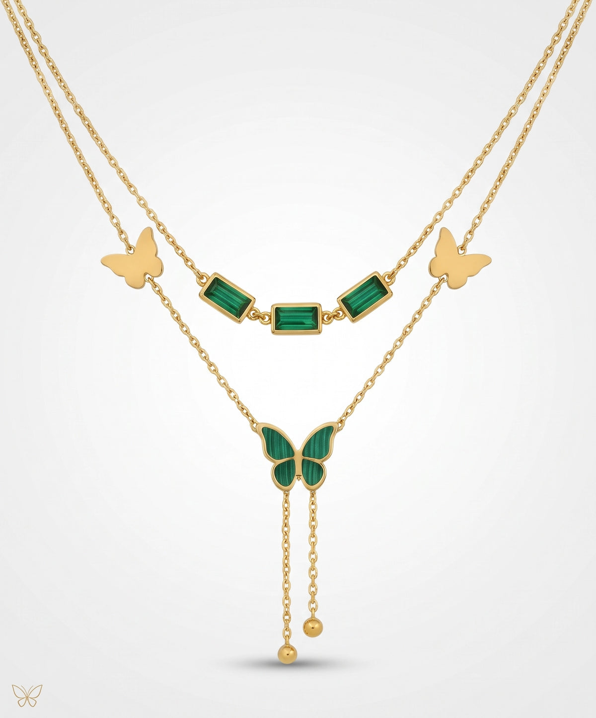 Butterfly Double Necklace (Green)