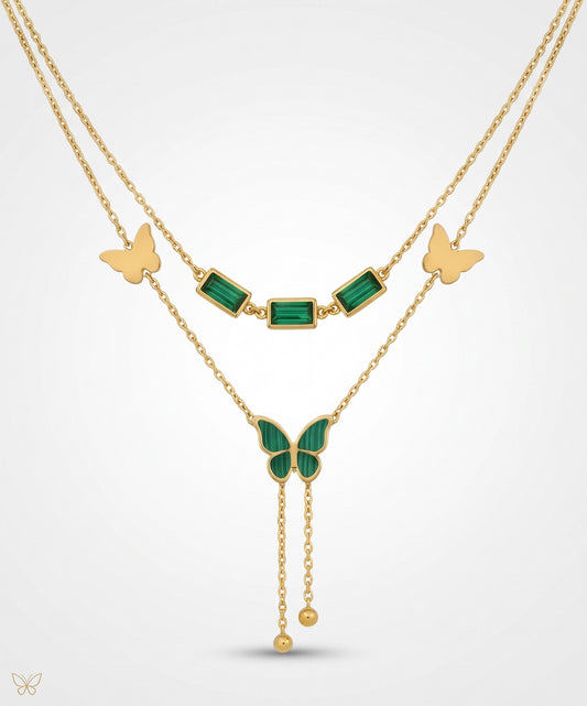 Butterfly Double Necklace (Green)