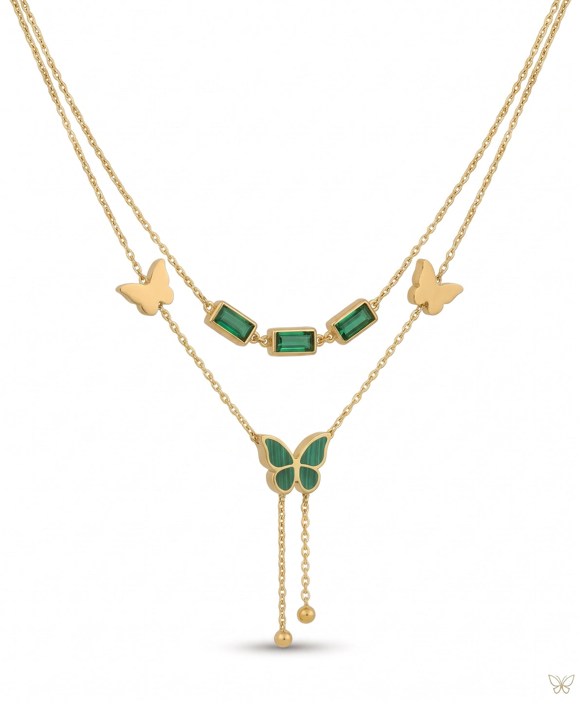 Butterfly Double Necklace (Green)