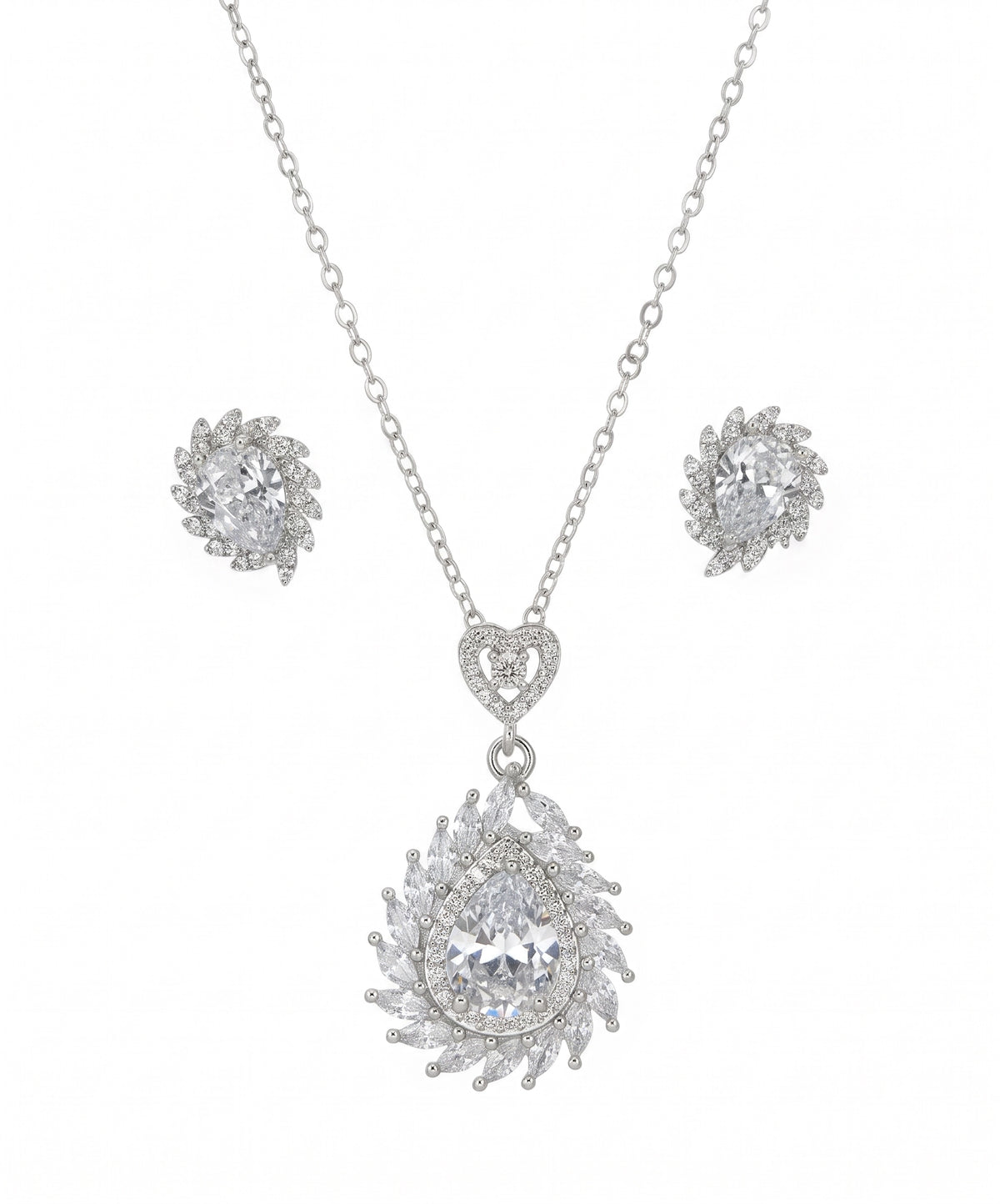 Crystal Pendant & Earrings Set