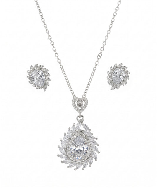 Crystal Pendant & Earrings Set