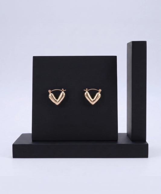 Korean V-Shape Puffy Heart Hoops