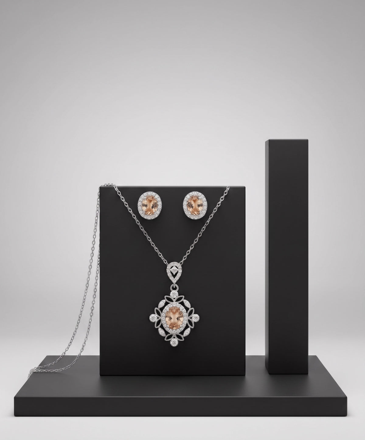 Royal Champagne Peach Oval Locket & Tops Set