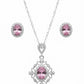 Royal Pink Oval Crystal Locket & Tops Set