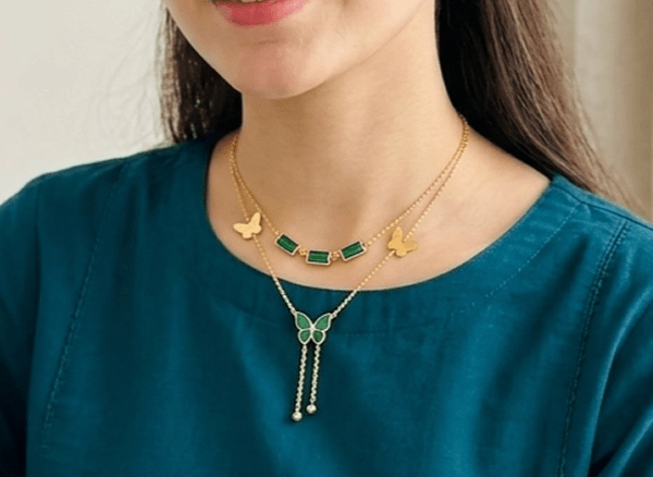 Butterfly Double Necklace (Green)