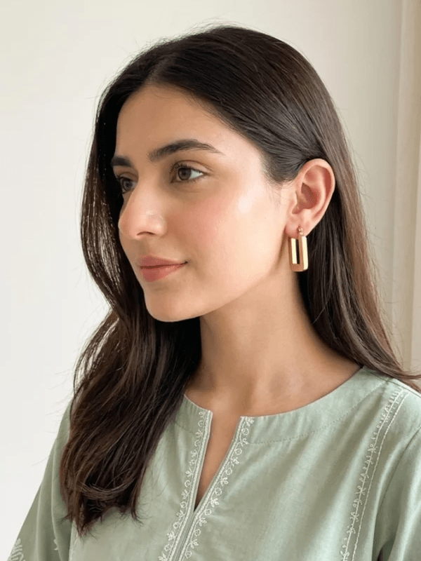 Aura Geometric Rectangle Hoop Earrings