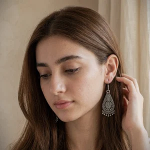 Zaria Drop Earrings oxidized silver ethnic drop earrings