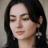Elysia Drops oxidized leaf earrings