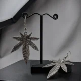 Lightweight oxidized maple leaf earrings