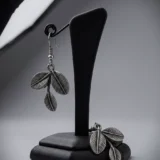 Elysia Drops oxidized leaf earrings