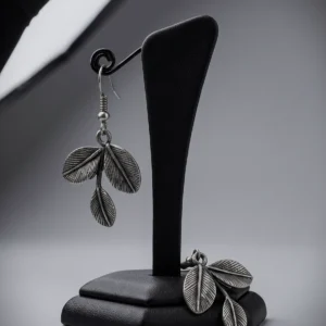 Elysia Drops oxidized leaf earrings