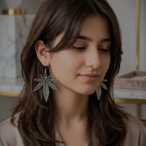 Lightweight oxidized maple leaf earrings